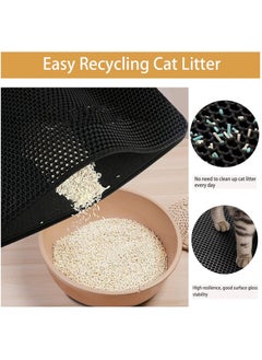 MileMelo Double Layer Design Waterproof Washable  Cat Litter Mat,Litter Trapping Mat for Cat Sand Litter Box Honeycomb Pet Bed Black 30*45cm  - Image 5