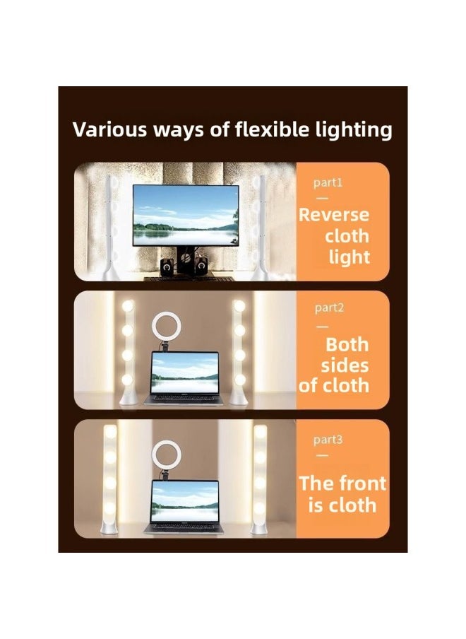 General - Anchor Double Row Light Supplementing Light Face Beauty Light Soft Light Desktop Studio LED Portable Free Shipping-Specifications:【pure White】 Single Row Integrated 4 Lights (three-color Stepless Di - Image 1