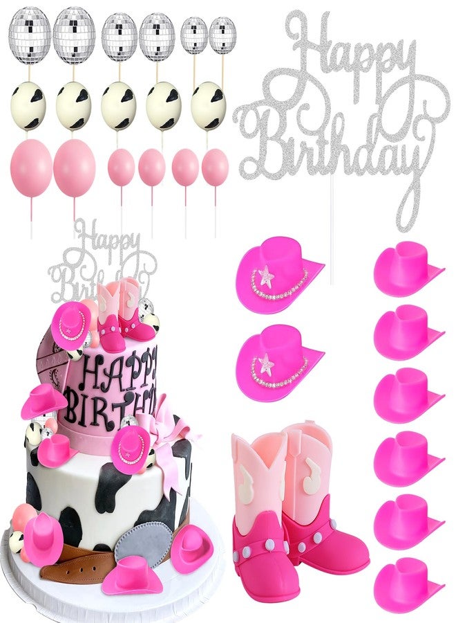 Knana 27Pcs Cowgirl Cake Topper Disco Cowgirl Party Cake Decorations with Cowgirl Hat Cowgirl Boots for Cowgirl Baby Shower Birthday Party Favors - Image 1