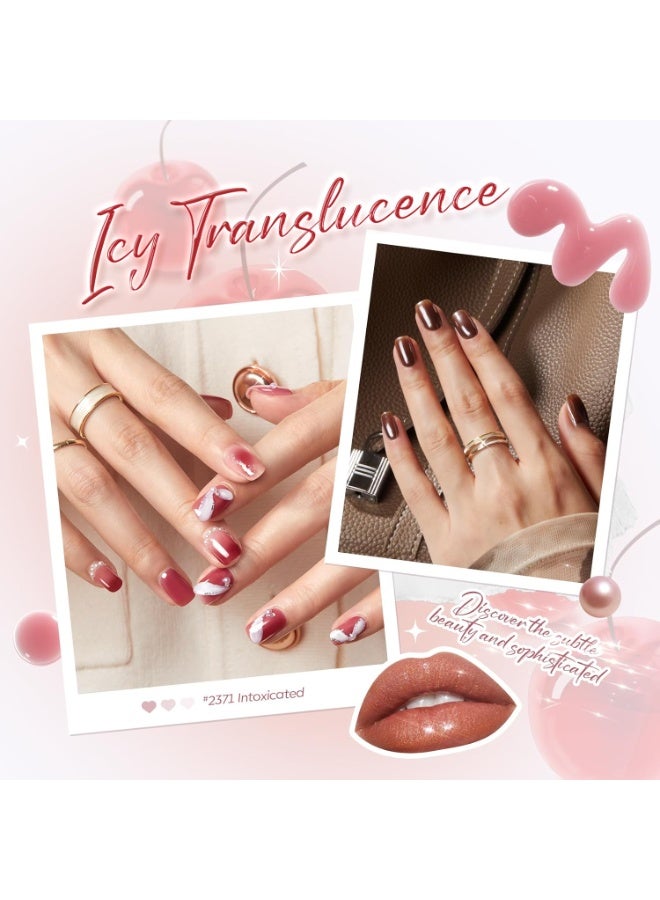 modelones Modelones Jelly Gel Nail Polish Kit with U V Light, Sheer Pink Nude Red Manicure Set with Base Top Coat Pearl Chrome Powder 4 Colors Spring Gel Mini Salon Nail Art Starter Gift for Women Girls - Image 5