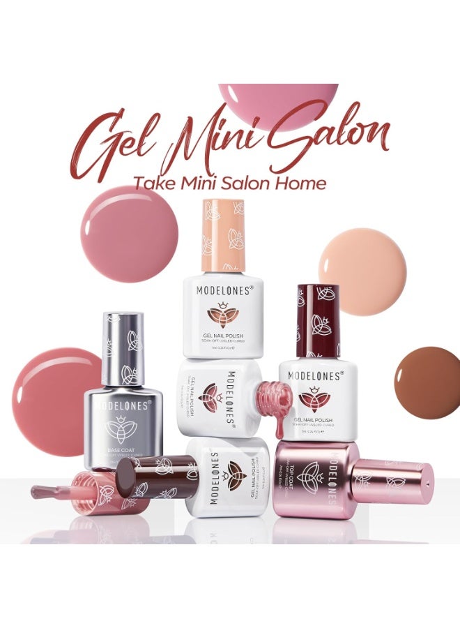 modelones Modelones Jelly Gel Nail Polish Kit with U V Light, Sheer Pink Nude Red Manicure Set with Base Top Coat Pearl Chrome Powder 4 Colors Spring Gel Mini Salon Nail Art Starter Gift for Women Girls - Image 4