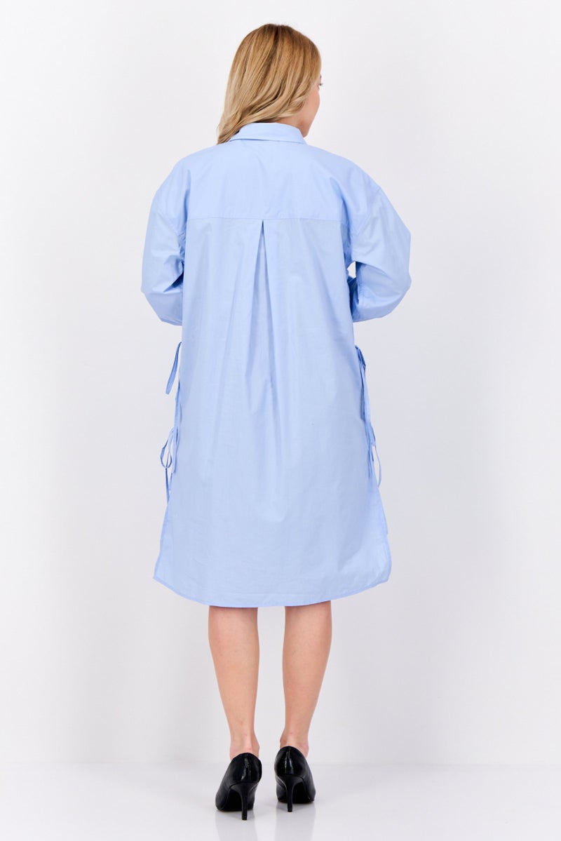 ESPRIT Women Plain Shirt Dress, Blue - Image 2