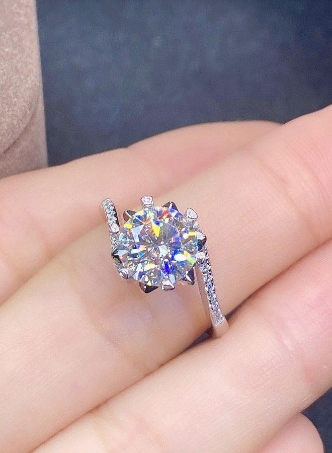 PORSTOO 2-Carat Moissanite Zircon  Adjustable Ring for Women, Hypoallergenic Wedding Band, Daily Wear Solitaire Ring for Sensitive Skin - Image 4