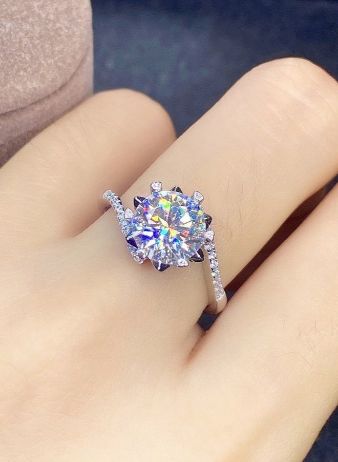 PORSTOO 2-Carat Moissanite Zircon  Adjustable Ring for Women, Hypoallergenic Wedding Band, Daily Wear Solitaire Ring for Sensitive Skin - Image 5