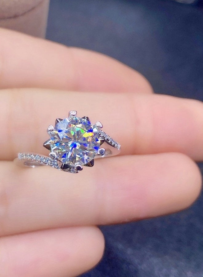 PORSTOO 2-Carat Moissanite Zircon  Adjustable Ring for Women, Hypoallergenic Wedding Band, Daily Wear Solitaire Ring for Sensitive Skin - Image 3