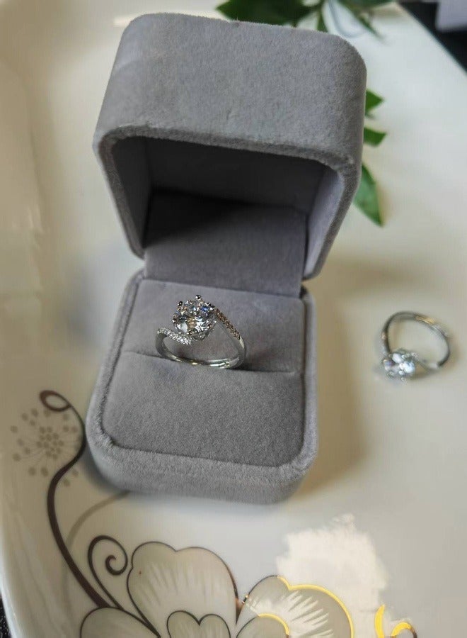 PORSTOO 2-Carat Moissanite Zircon  Adjustable Ring for Women, Hypoallergenic Wedding Band, Daily Wear Solitaire Ring for Sensitive Skin - Image 2