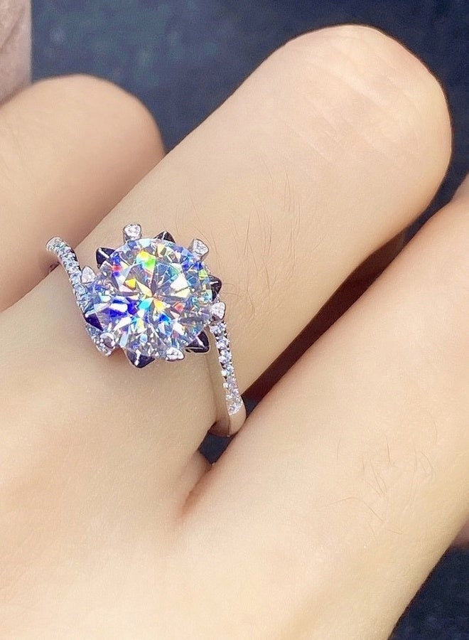 PORSTOO 2-Carat Moissanite Zircon  Adjustable Ring for Women, Hypoallergenic Wedding Band, Daily Wear Solitaire Ring for Sensitive Skin - Image 1