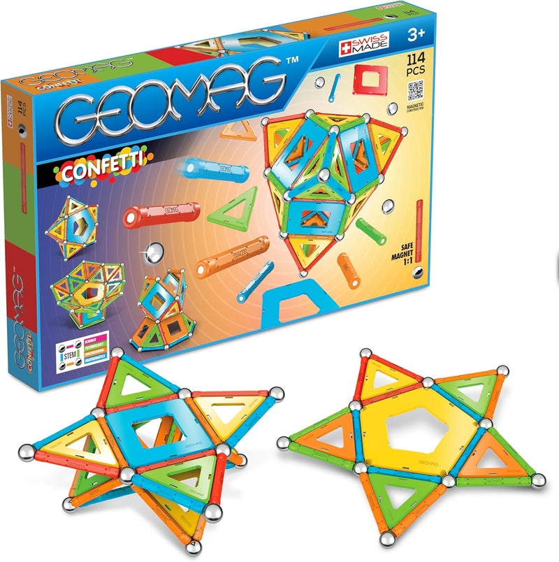 GEOMAG 357 Classic Confetti, 114 Pieces -Magnetic Building Game - Image 1