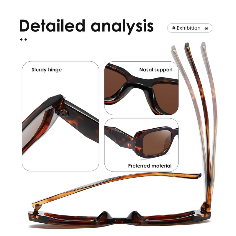 kimorn Rectangle Sunglasses for Women Men Trendy Retro Trendy Sun Glasses 90â€™s Vintage Square Frame K1307 (Tortoiseshell Frame Brown Lens) - Image 5