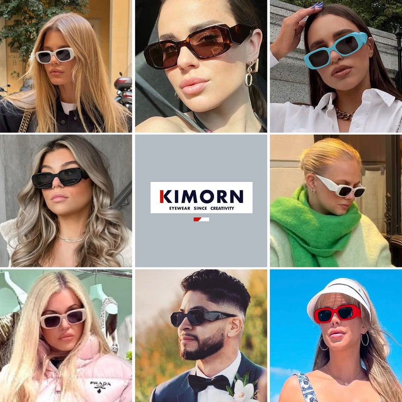 kimorn Rectangle Sunglasses for Women Men Trendy Retro Trendy Sun Glasses 90â€™s Vintage Square Frame K1307 (Tortoiseshell Frame Brown Lens) - Image 2