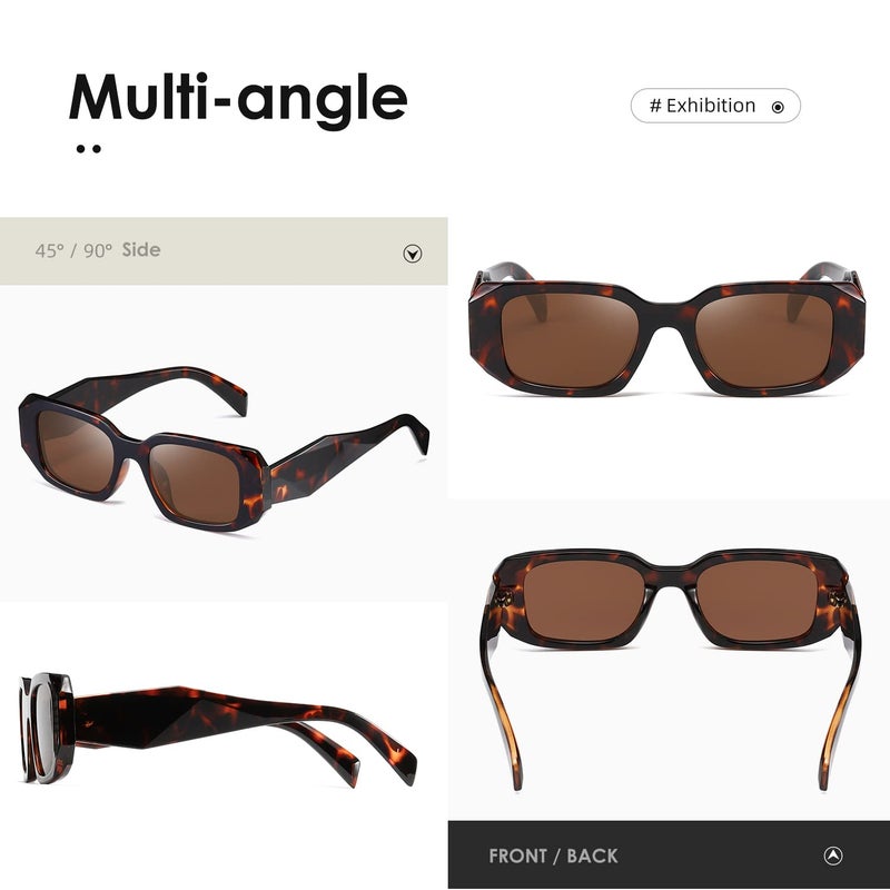 kimorn Rectangle Sunglasses for Women Men Trendy Retro Trendy Sun Glasses 90â€™s Vintage Square Frame K1307 (Tortoiseshell Frame Brown Lens) - Image 4