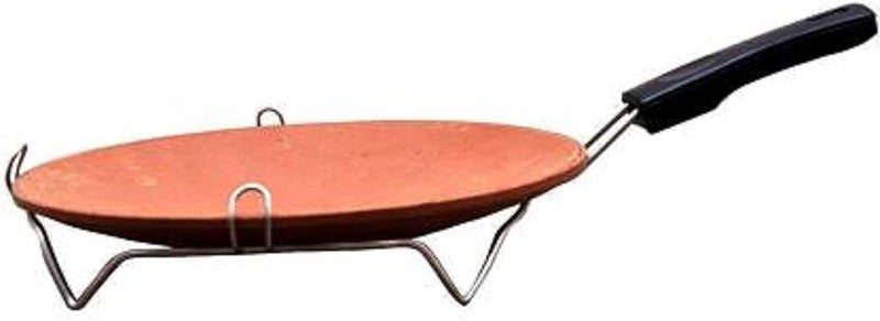 Onlinch Onlinch Earthen Products Clay Chapati Tawa Indian Handmade Roti Tawa with Handle for Kitchen Use Traditional Mitti Tawa Handmade Kitchen Utensils Brown  - Image 2