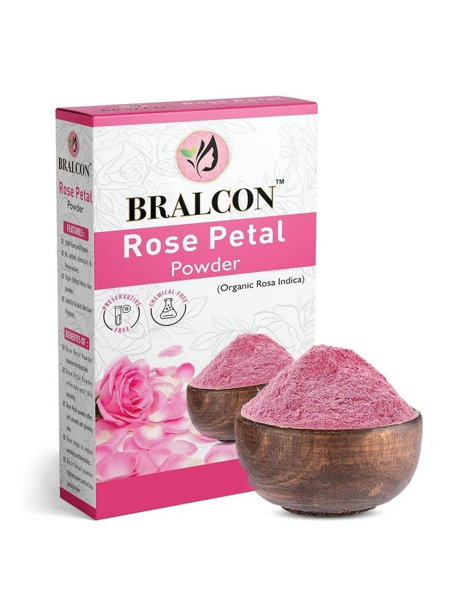BRALCON Organic Rose Petal Powder - 100g | Rosa indica for Facial & Skin Care| 100% Pure & Natural Rose Powder for Tanning & Glowing Skin| Skin Whitening Face Pack | Face Mask - Image 1
