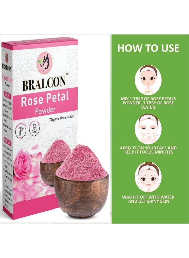 BRALCON Organic Rose Petal Powder - 100g | Rosa indica for Facial & Skin Care| 100% Pure & Natural Rose Powder for Tanning & Glowing Skin| Skin Whitening Face Pack | Face Mask - Image 5