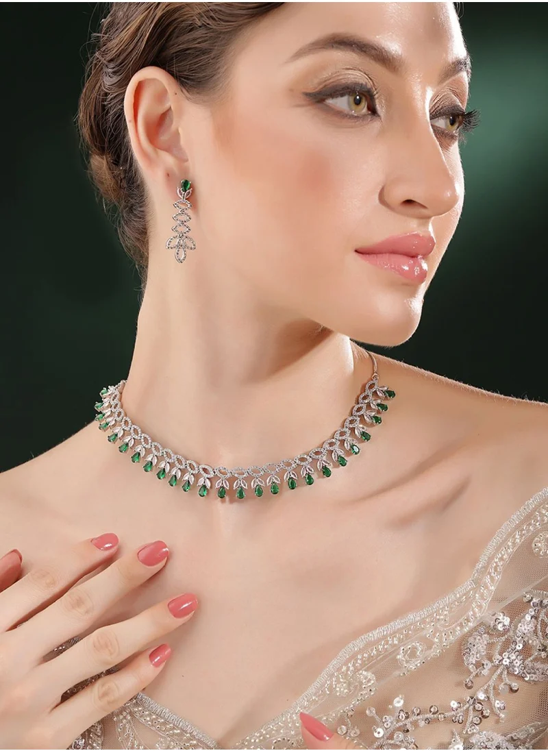 Priyaasi American Diamond Stone-Studded Jewellery Set