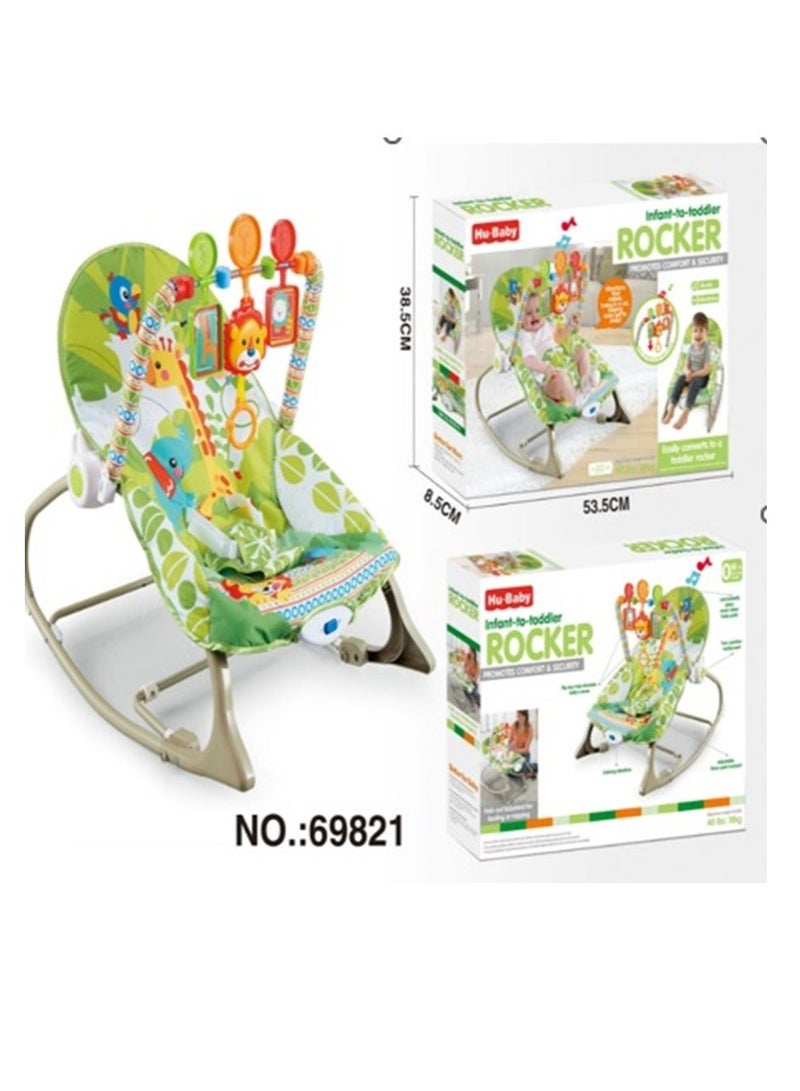 Kiko Baby Rocker and Bouncer chair with Soothing Vibrations Multi-position Recline Portable Bouncer for Baby boys girls babies with 3 Point Safety Belt & Removable Baby Toys - Image 1