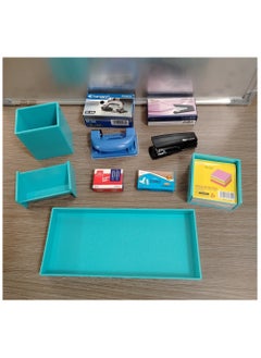 Generic 4 Piece Blue Office Set + 4 Pieces (Stapler, Punch, Staple Box, Staple Box)  - Image 1