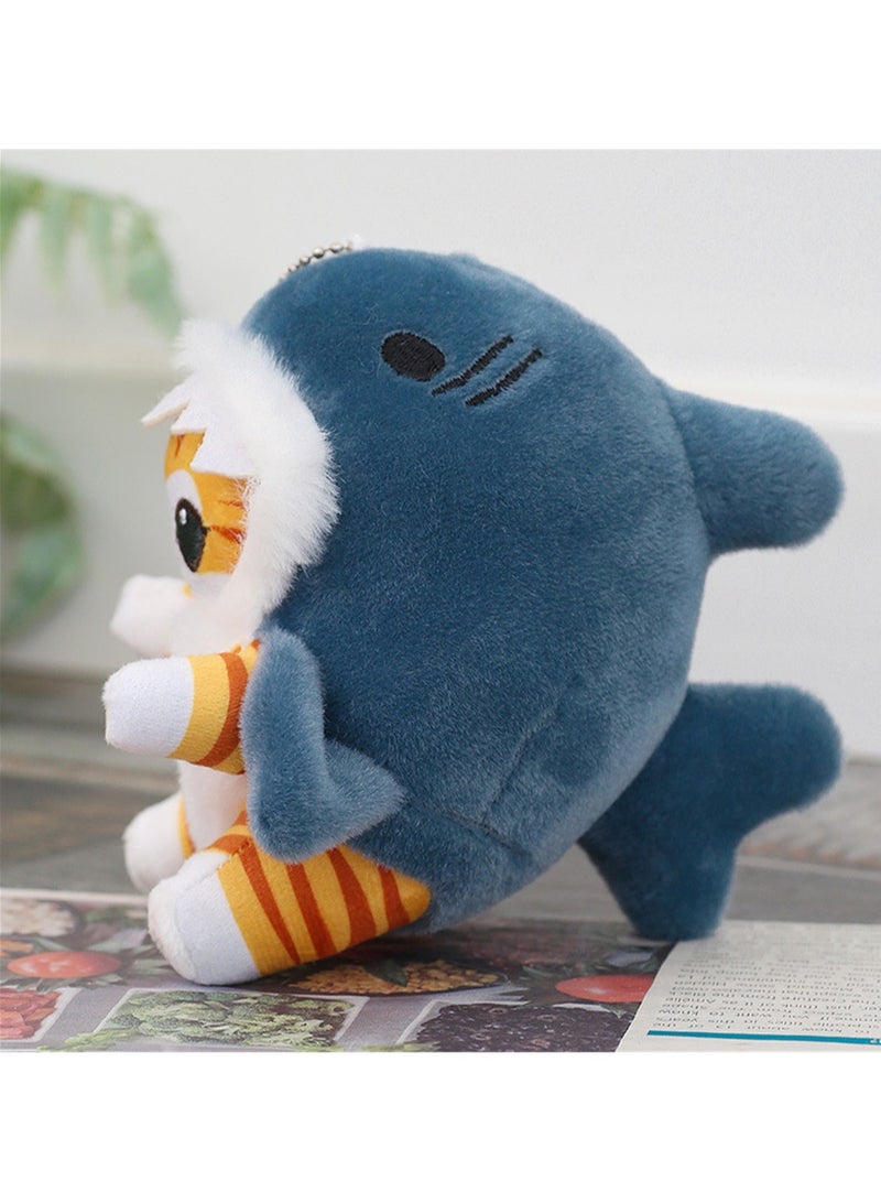 12cm Shark Cat Bead Chain Pendant Cartoon Doll Keychain Cat Doll Fun Kitten Plush Toy  - Image 4