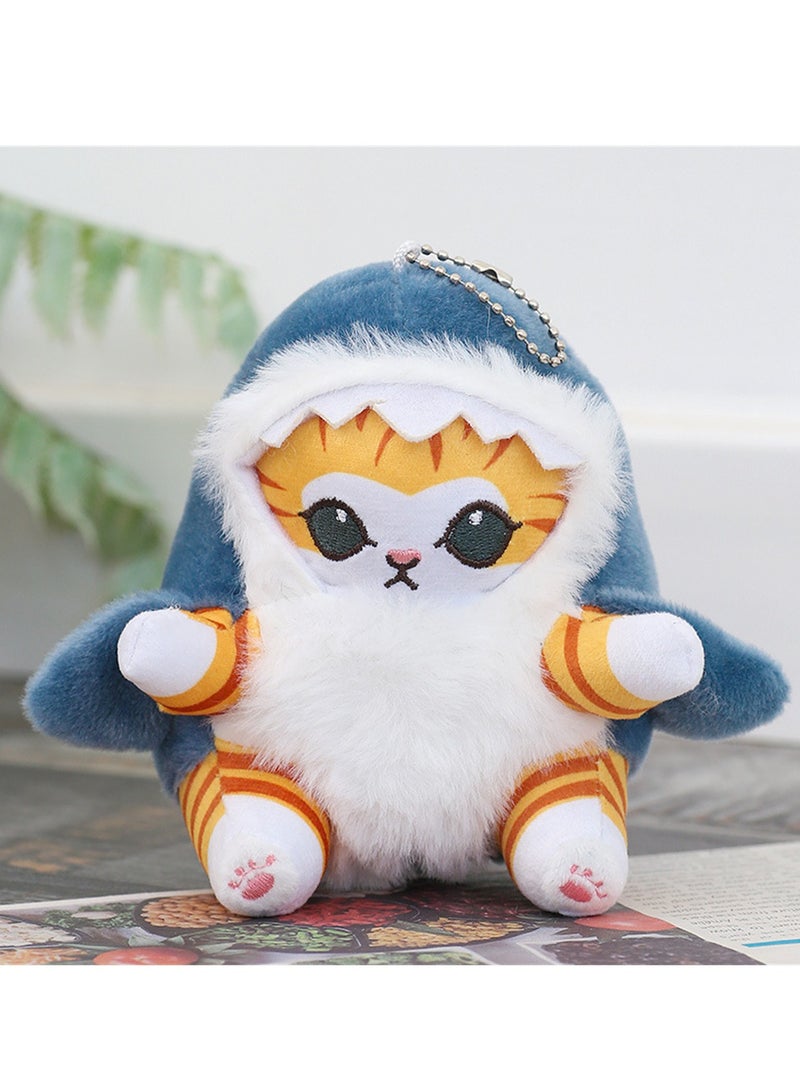 12cm Shark Cat Bead Chain Pendant Cartoon Doll Keychain Cat Doll Fun Kitten Plush Toy  - Image 3