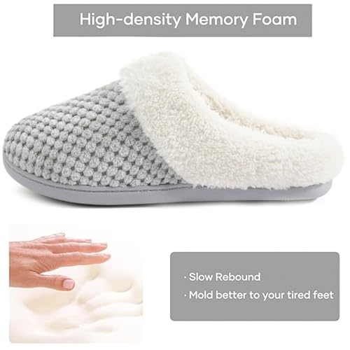 ULTRAIDEAS Women's Lamb-hug Comfy Fleece House Slippers Memory Foam, Slip-on House Shoes Indoor Outdoor (Cloud Grey, Size 9-10) - Image 3
