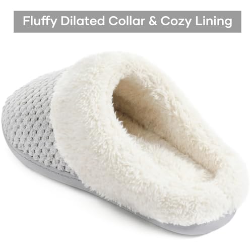 ULTRAIDEAS Women's Lamb-hug Comfy Fleece House Slippers Memory Foam, Slip-on House Shoes Indoor Outdoor (Cloud Grey, Size 9-10) - Image 4
