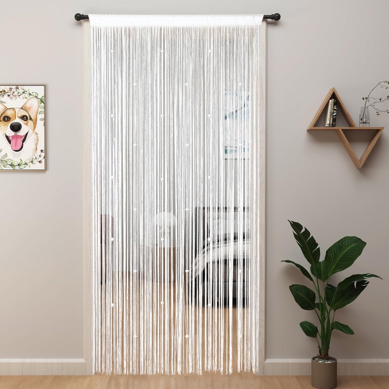 YIIBAII Beaded Curtain Beaded Curtains for Doorways Crystals Suitable for Interior Hanging Decoration and Partitions Closet Curtains 39x110 White