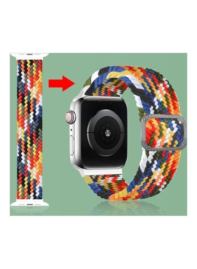 NIBEMINENT Ethnic Replacement Watchband for Apple Watch Series 1/2/3/4/5/6/7/SE 38/40/41mm Red Between Black - Image 3