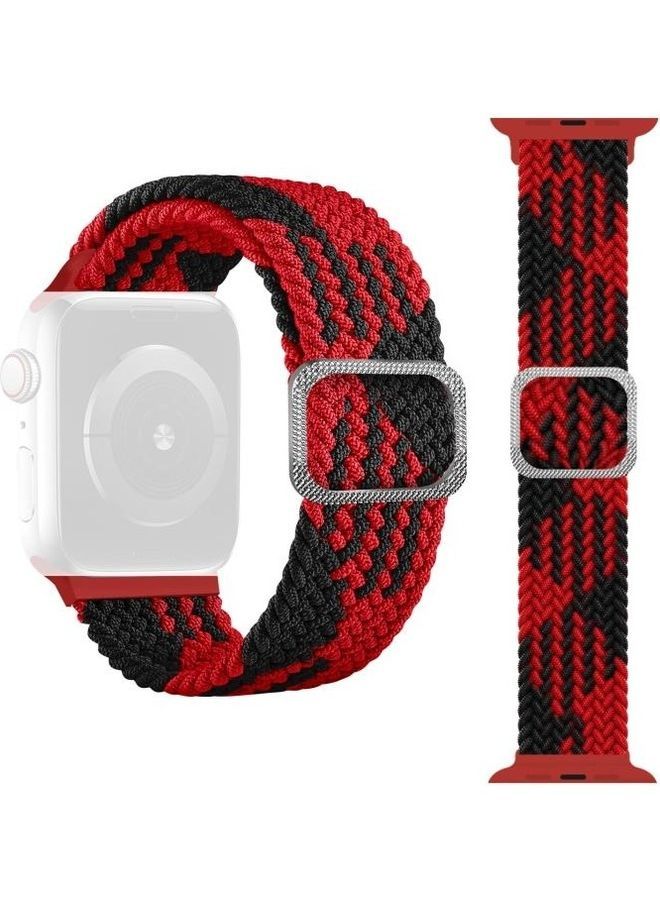 NIBEMINENT Ethnic Replacement Watchband for Apple Watch Series 1/2/3/4/5/6/7/SE 38/40/41mm Red Between Black - Image 1