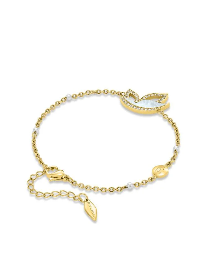 POLICE Birdy Gold Plated MOP Necklace, Bracelet, Earrings Set Box for Women's