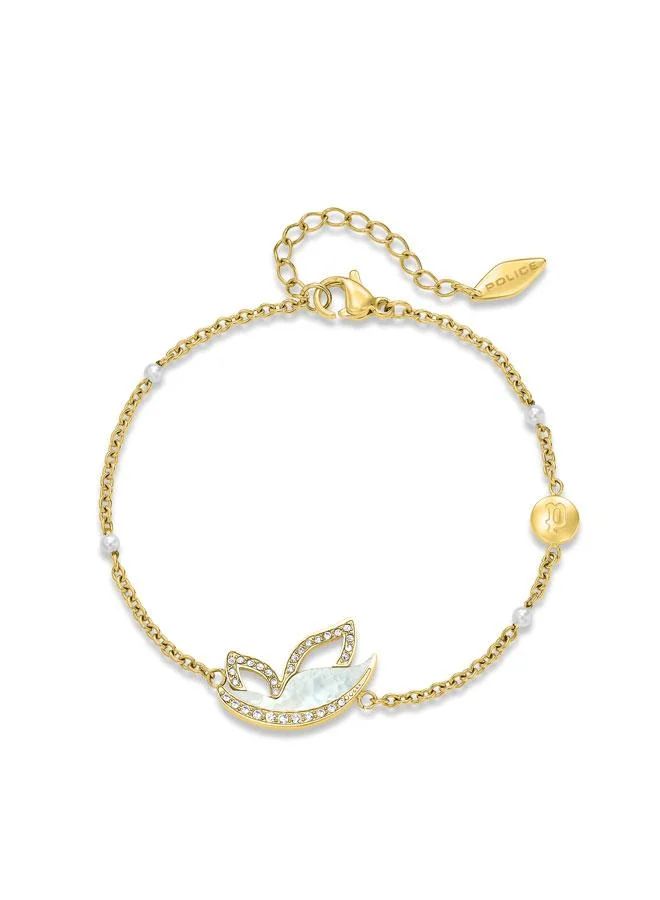 POLICE Birdy Gold Plated MOP Necklace, Bracelet, Earrings Set Box for Women's