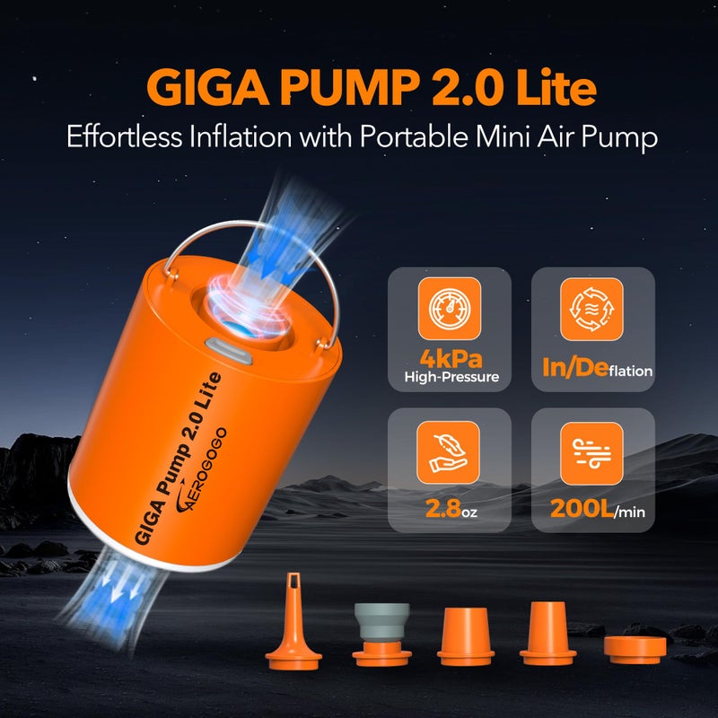 GIGA PUMP Air Pump for Inflatables,4.5kPa Portable Air Pump 1300mah Battery Rechargeable, Mini Air Balloon Pump, Inflator/Deflator for air Mattress Bed,Pool Floats, Vacuum Storage Bagsï¼ˆNo Lightï¼‰ - Image 2