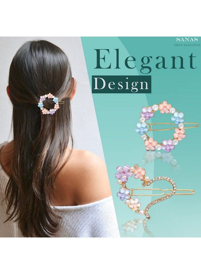 Sanas Girls Hair Accessories 4Pcs Fancy Hair Pins Fashion Pins Rhinestone Hair Clip Metal Hair Pin Decorative Hair Clips Hair Pins Fancy Geometric Shape Cute Hair Pins 4Pcs - Image 5