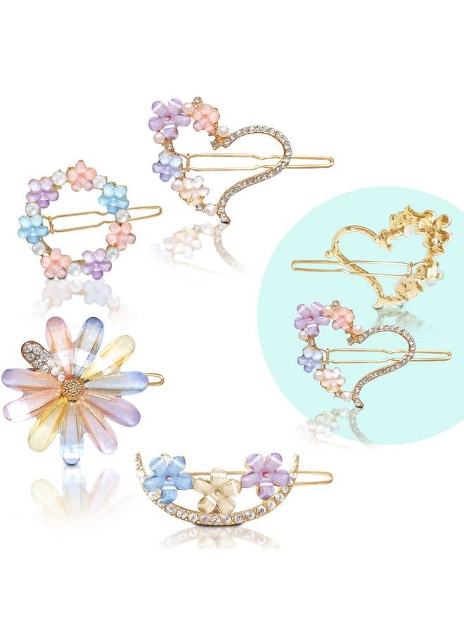 Sanas Girls Hair Accessories 4Pcs Fancy Hair Pins Fashion Pins Rhinestone Hair Clip Metal Hair Pin Decorative Hair Clips Hair Pins Fancy Geometric Shape Cute Hair Pins 4Pcs - Image 2