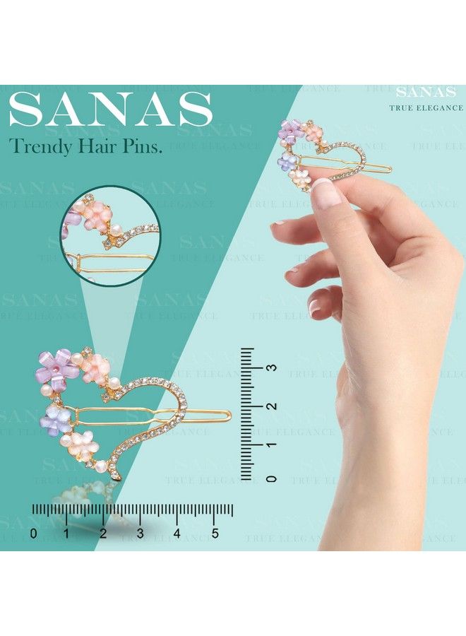 Sanas Girls Hair Accessories 4Pcs Fancy Hair Pins Fashion Pins Rhinestone Hair Clip Metal Hair Pin Decorative Hair Clips Hair Pins Fancy Geometric Shape Cute Hair Pins 4Pcs - Image 3