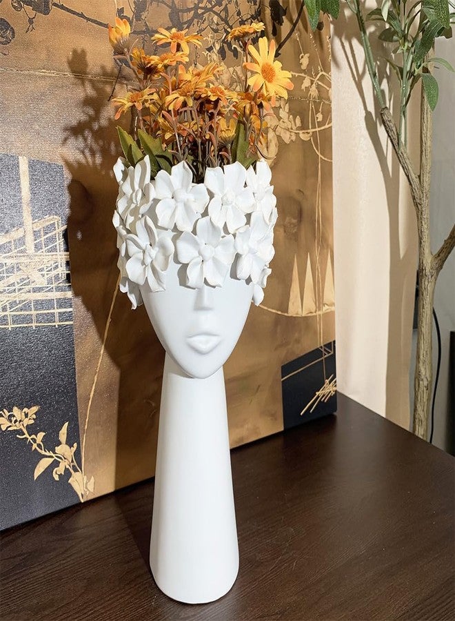 FUNSOBA Ceramic Sculpture Female Head Face Flower Vase Decoration, Unique White Centerpiece for Home Decor - Image 4