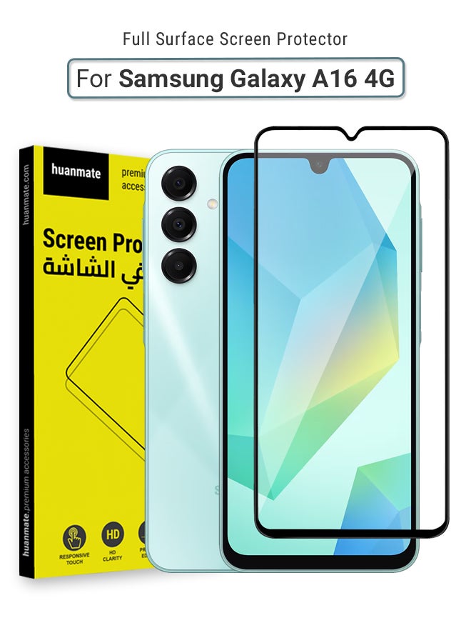huanmate Samsung Galaxy A16 4G Screen Protector – Premium Edge to Edge Tempered Glass, High Transparency, Delicate Touch, Anti-Explosion, Smooth Arc Edges, Easy Installation  - Image 1