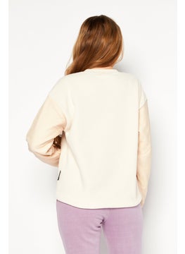 Champion ملابس رياضية نسائية ذات أكمام طويلة خارجية سويت شيرت، بيج  - Image 2