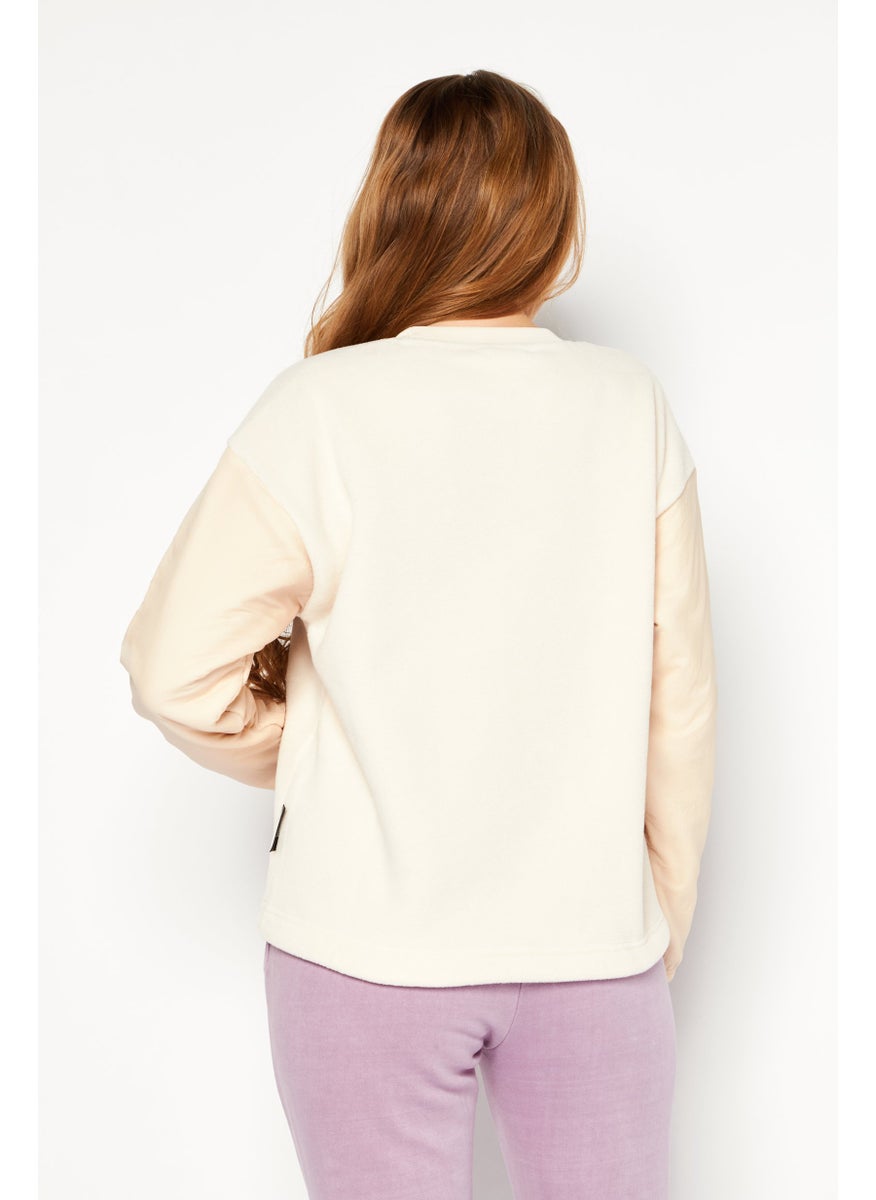 Champion ملابس رياضية نسائية ذات أكمام طويلة خارجية سويت شيرت، بيج  - Image 2