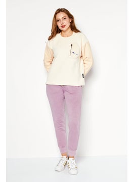 Champion ملابس رياضية نسائية ذات أكمام طويلة خارجية سويت شيرت، بيج  - Image 4