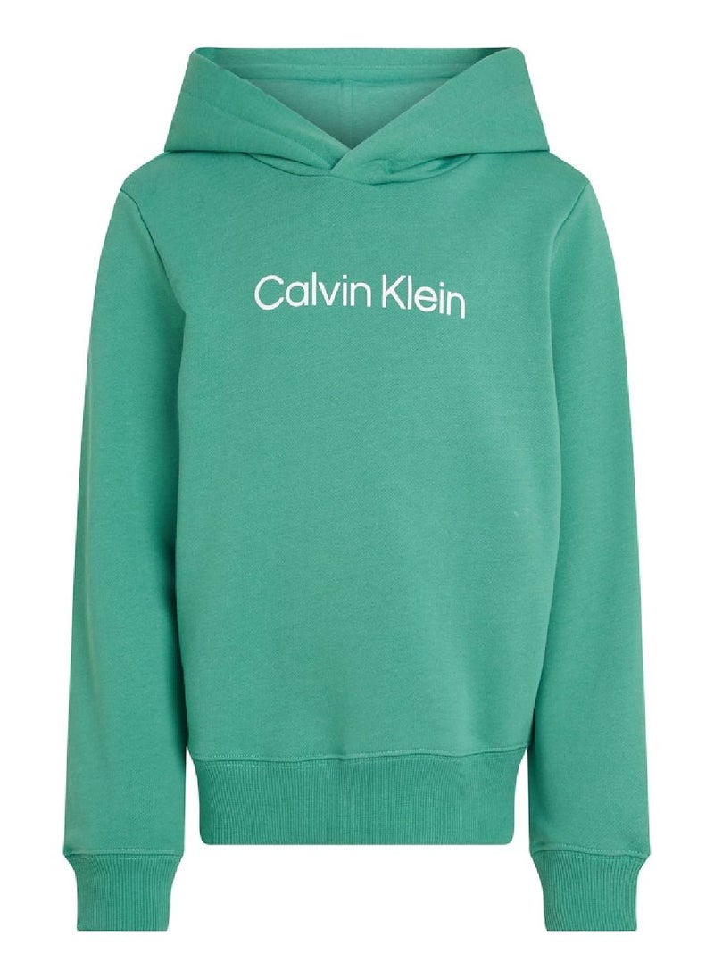 Calvin Klein Jeans Kids' Terry Hoodie - Cotton, Green  - Image 1
