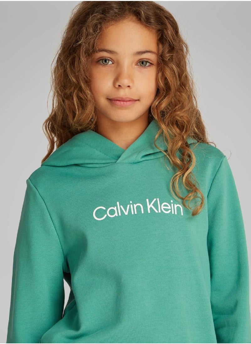 Calvin Klein Jeans Kids' Terry Hoodie - Cotton, Green  - Image 3