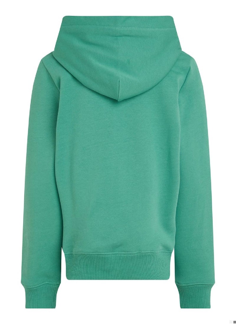 Calvin Klein Jeans Kids' Terry Hoodie - Cotton, Green  - Image 4
