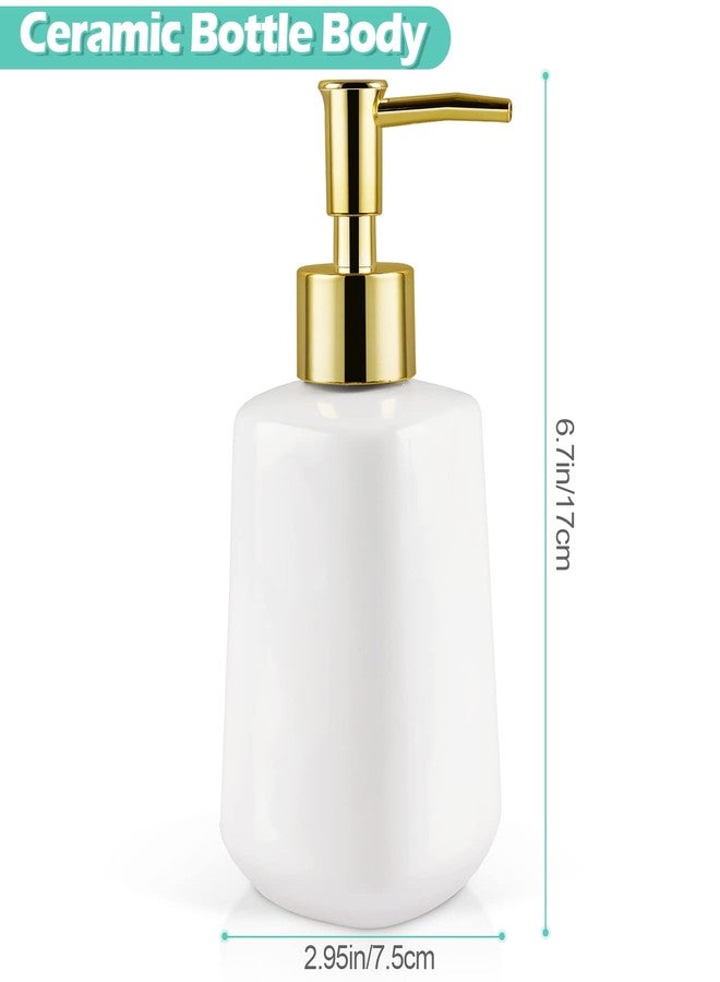 Natheeph Dish Soap Dispenser, Hand Soap Dispenser Ceramic Bottle, Refillable Liquid Great for Kitchen Dish Soap, Hand Soap, Essential Oil & Lotion (Bright White) - Image 2