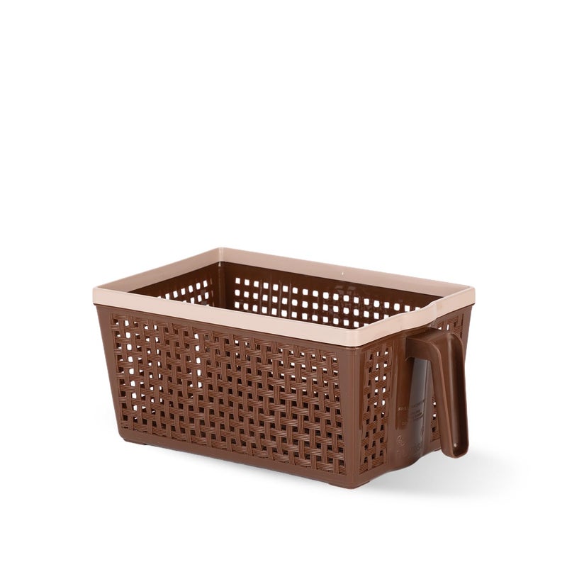 Nayasa Frill No. 2 Plastic Fruit Basket | 6 Litre | Rectangle Veg Baskets For Storage In Kitchen | Food Basket For Kitchen | Brown - Image 1