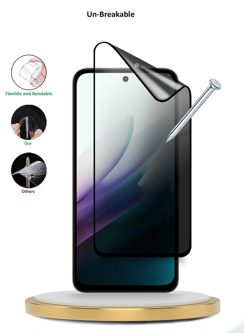 دبليو تيك حامية شاشة كاملة الغراء غير اللامعة المرنة للخصوصية من زجاج السيراميك النانو المميز Xiaomi Redmi 15 4G/5G 2025 - شفاف/أسود - Image 3