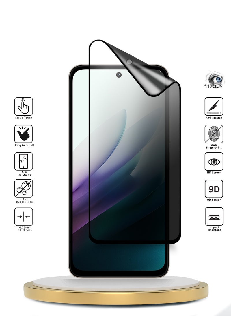 دبليو تيك حامية شاشة كاملة الغراء غير اللامعة المرنة للخصوصية من زجاج السيراميك النانو المميز Xiaomi Redmi 15 4G/5G 2025 - شفاف/أسود - Image 2