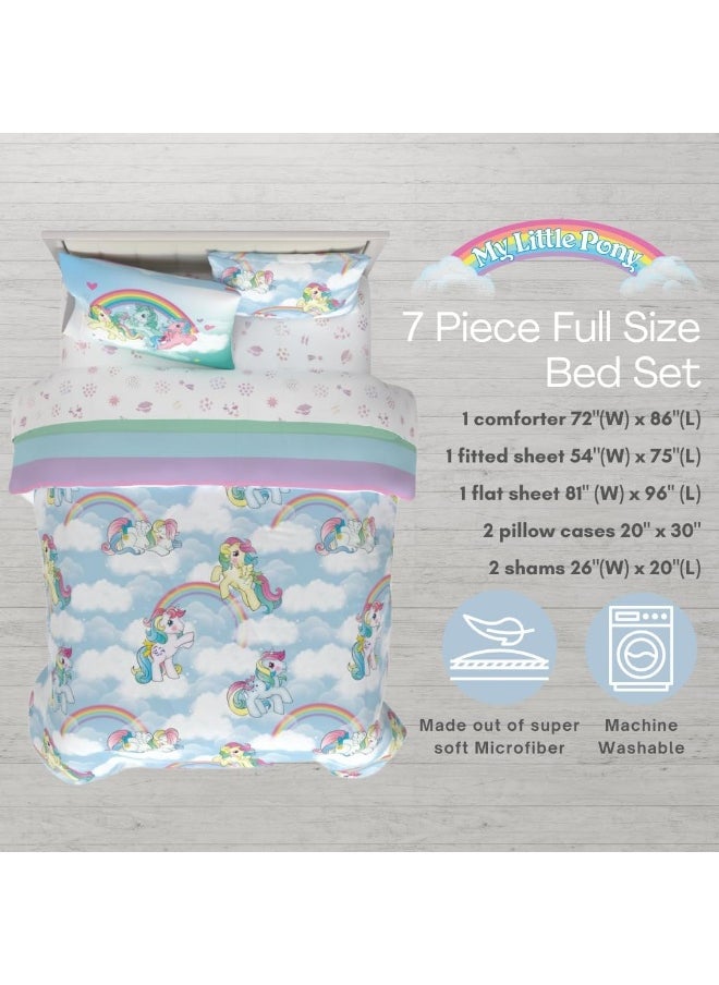 Franco Franco Collectibles My Little Pony Classic Retro Rainbow Bedding 7 Piece Super Soft Comforter and Sheet Set with Sham, Full, (100% Official Licensed Product)  - Image 2