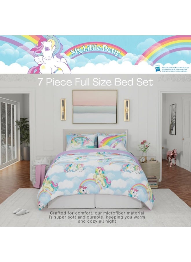 Franco Franco Collectibles My Little Pony Classic Retro Rainbow Bedding 7 Piece Super Soft Comforter and Sheet Set with Sham, Full, (100% Official Licensed Product)  - Image 3