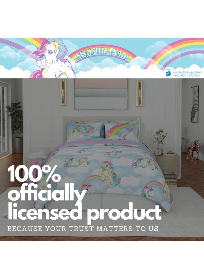 Franco Franco Collectibles My Little Pony Classic Retro Rainbow Bedding 7 Piece Super Soft Comforter and Sheet Set with Sham, Full, (100% Official Licensed Product)  - Image 5