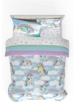 Franco Franco Collectibles My Little Pony Classic Retro Rainbow Bedding 7 Piece Super Soft Comforter and Sheet Set with Sham, Full, (100% Official Licensed Product)  - Image 1